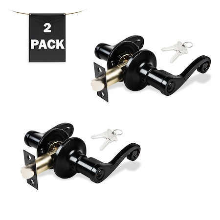 Premier Lock Decorative Entry Door Lever Lock Set Set of 2, Keyed Alike, Matte Black, 2PK LEV13X-2